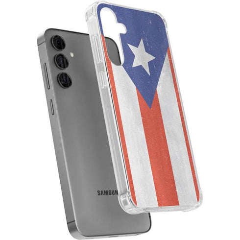 Puerto Rico Flag Distressed Galaxy S24 Plus Clear Case